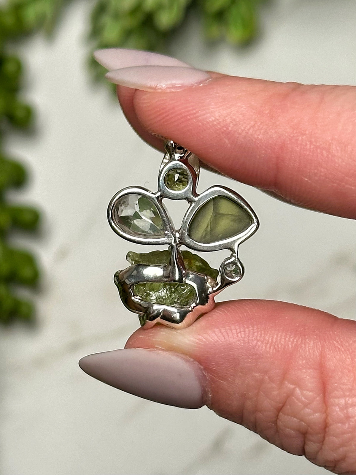 Peridot with White Topaz Pendant -#3