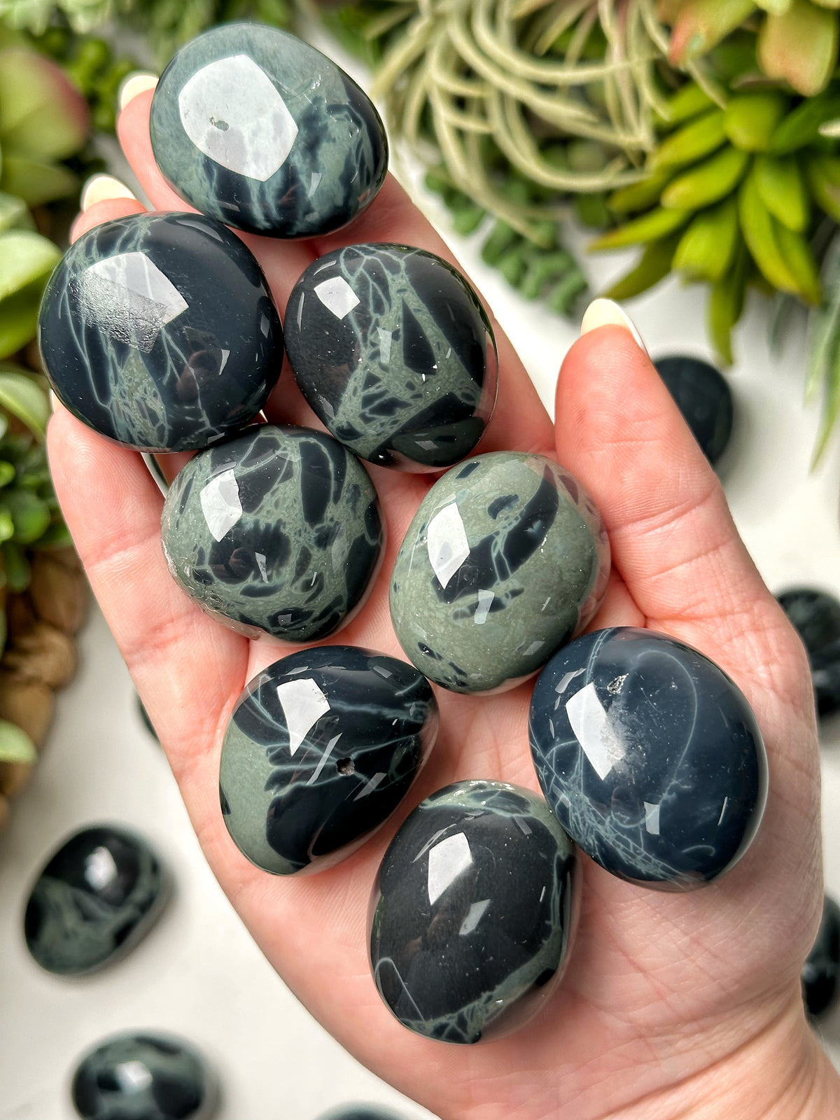 Spider Web Obsidian Large Tumbles - Root Chakra - No. 13