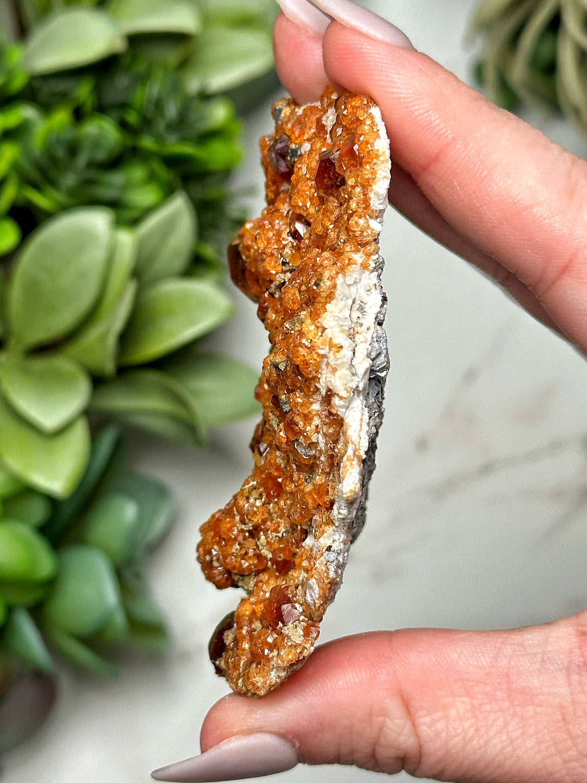 Spessartine Garnet with Smoky Quartz & Feldspar - #11