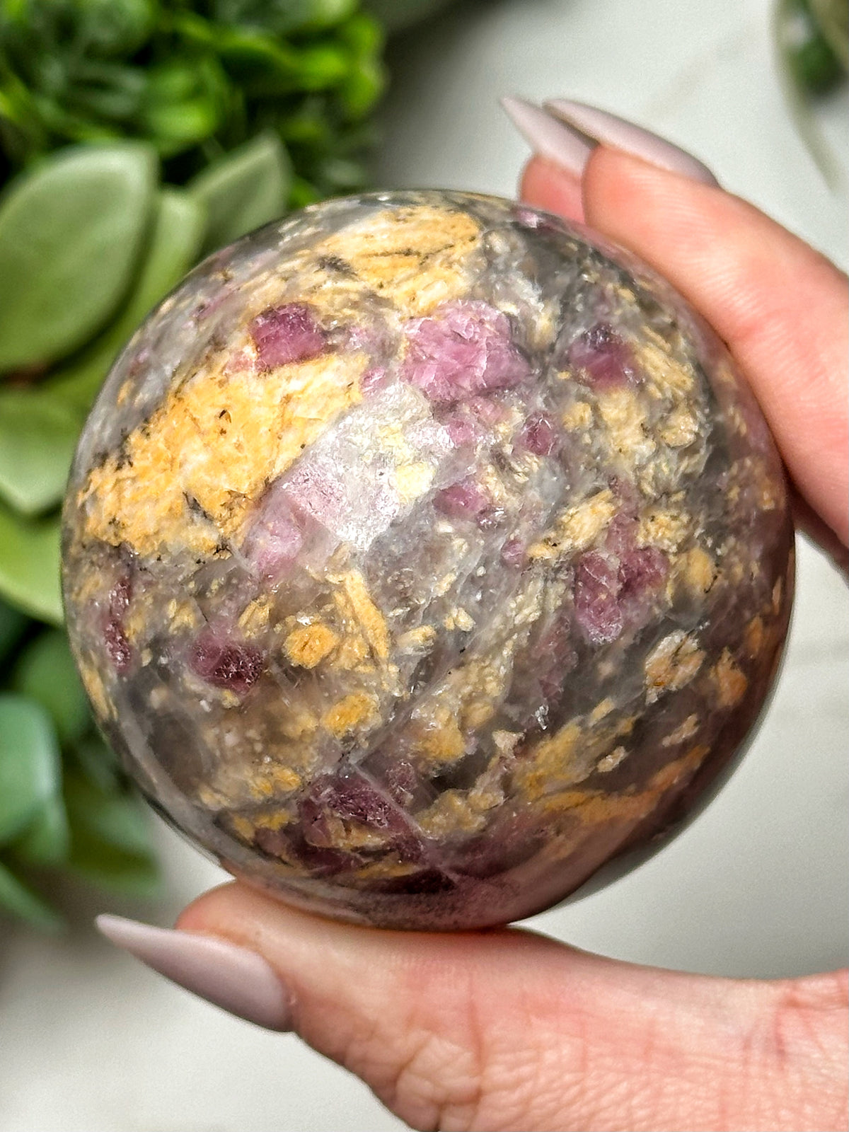 Pink Tourmaline with Quartz Sphere - #10