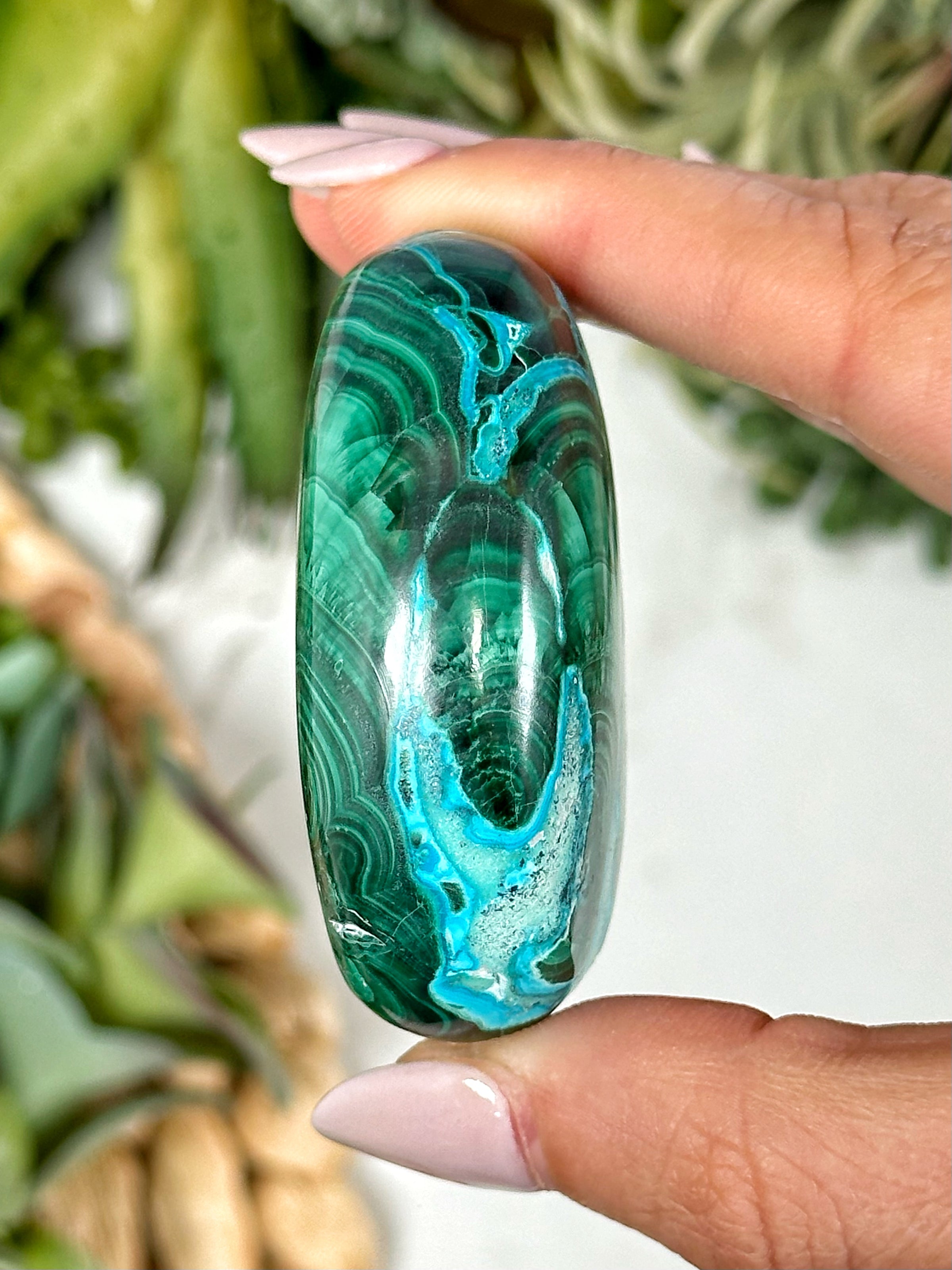 Chrysocolla Malachite Palmstone - #1