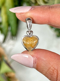 Golden Rutilated Quartz Heart Pendant - #1