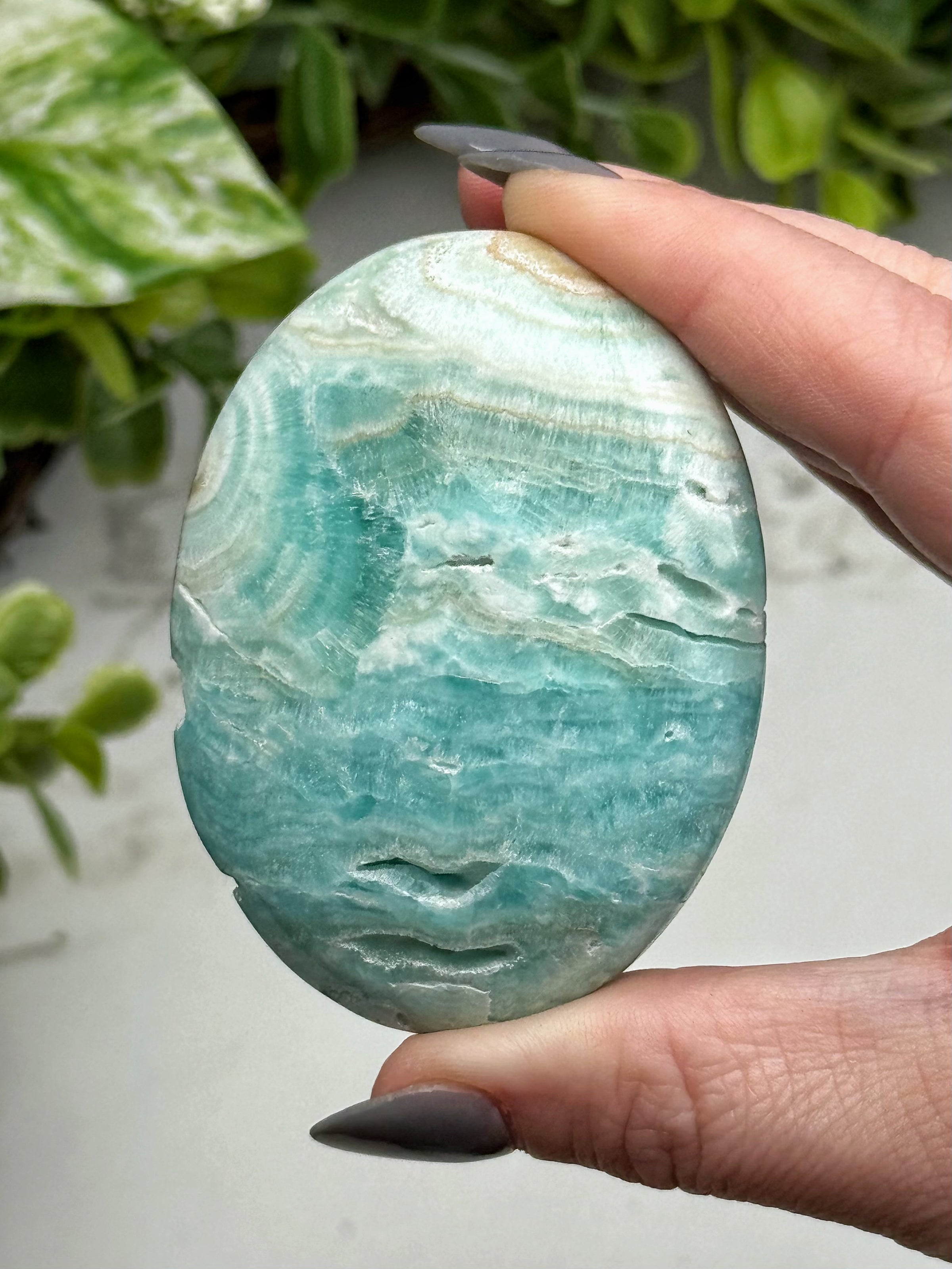 Blue Aragonite Palmstone - #2