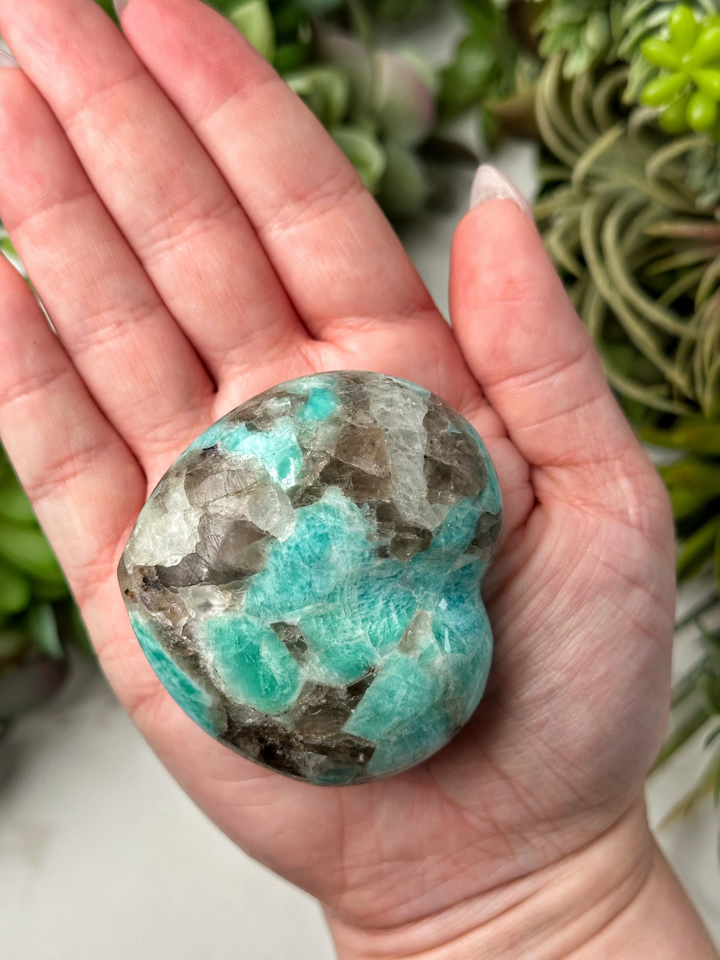 Smoky Amazonite Heart - #17