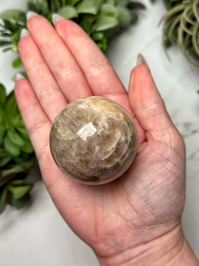Moonstone with Sunstone Sphere - #8