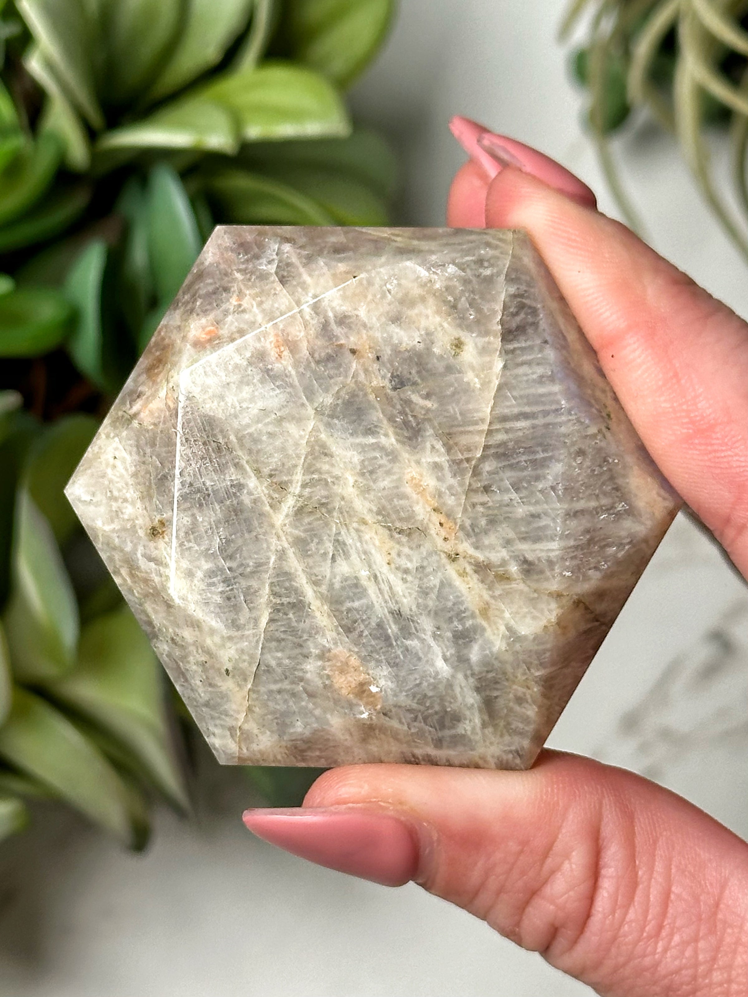 Moonstone with Sunstone Hexagon - #11