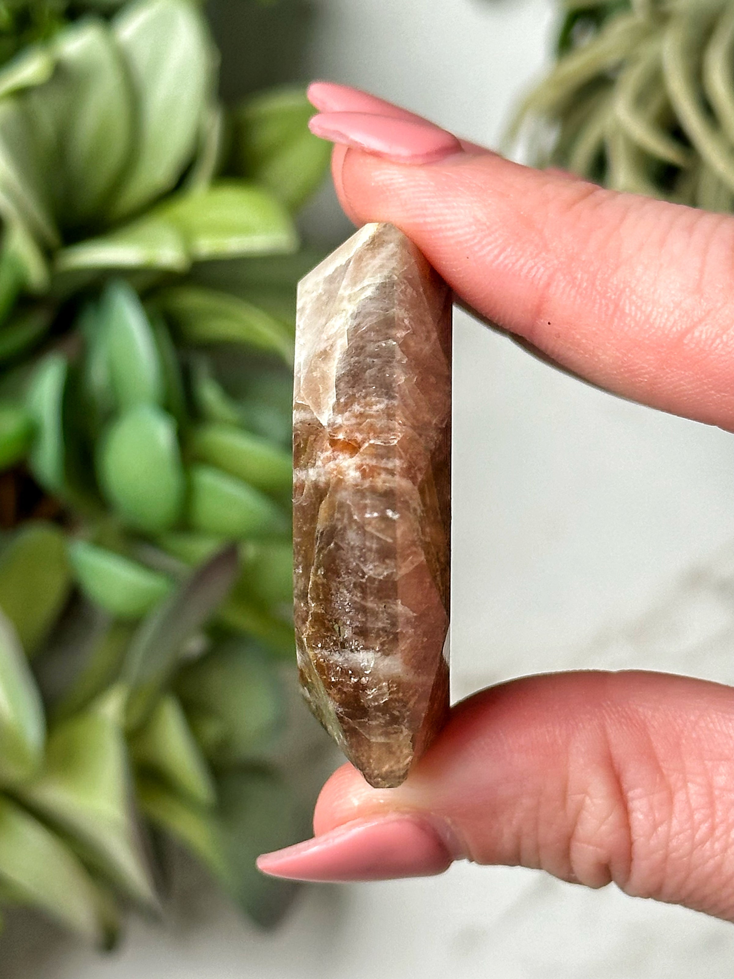 Moonstone with Sunstone Hexagon - #12