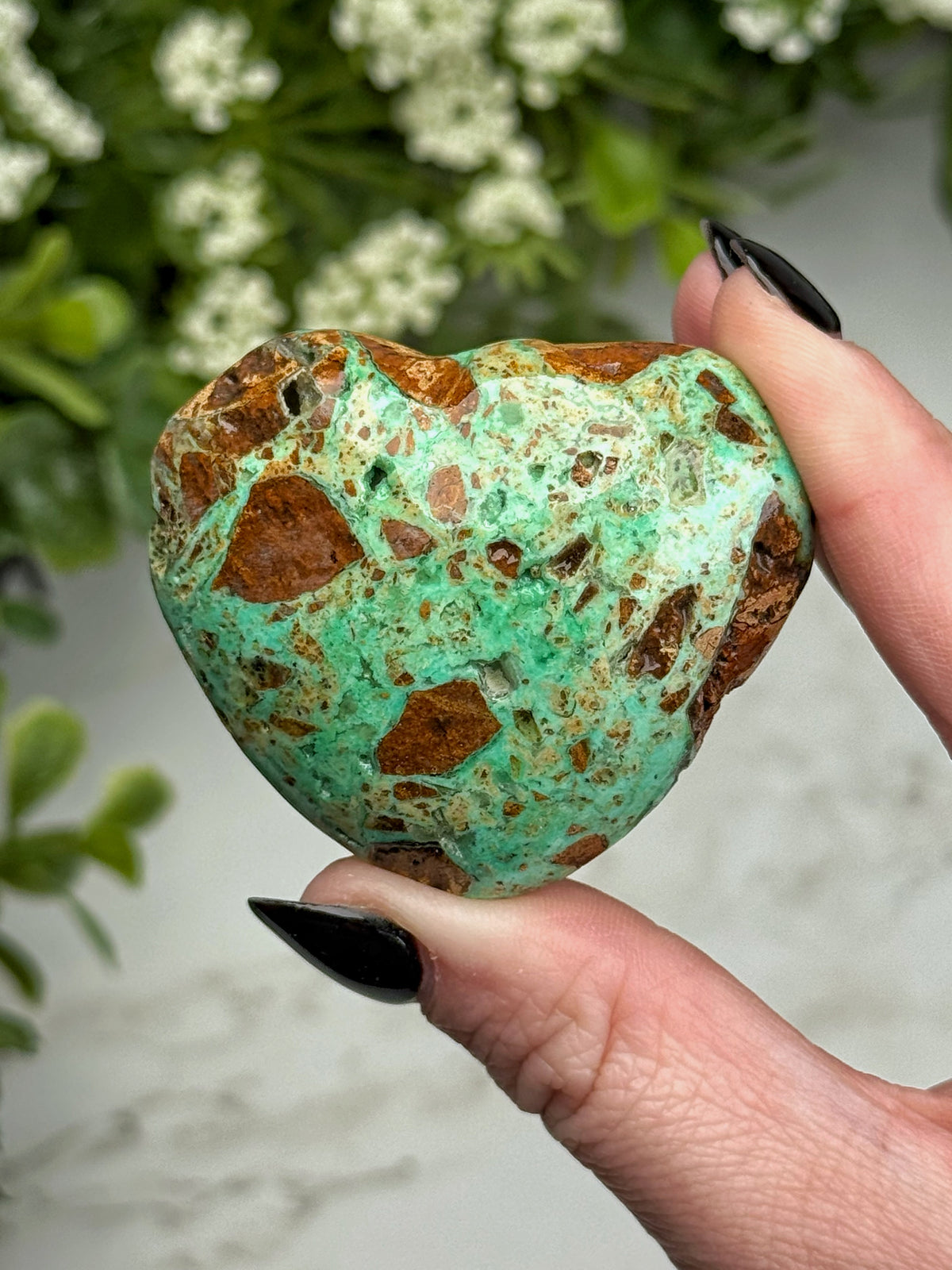 Green Smithsonite Heart - #11