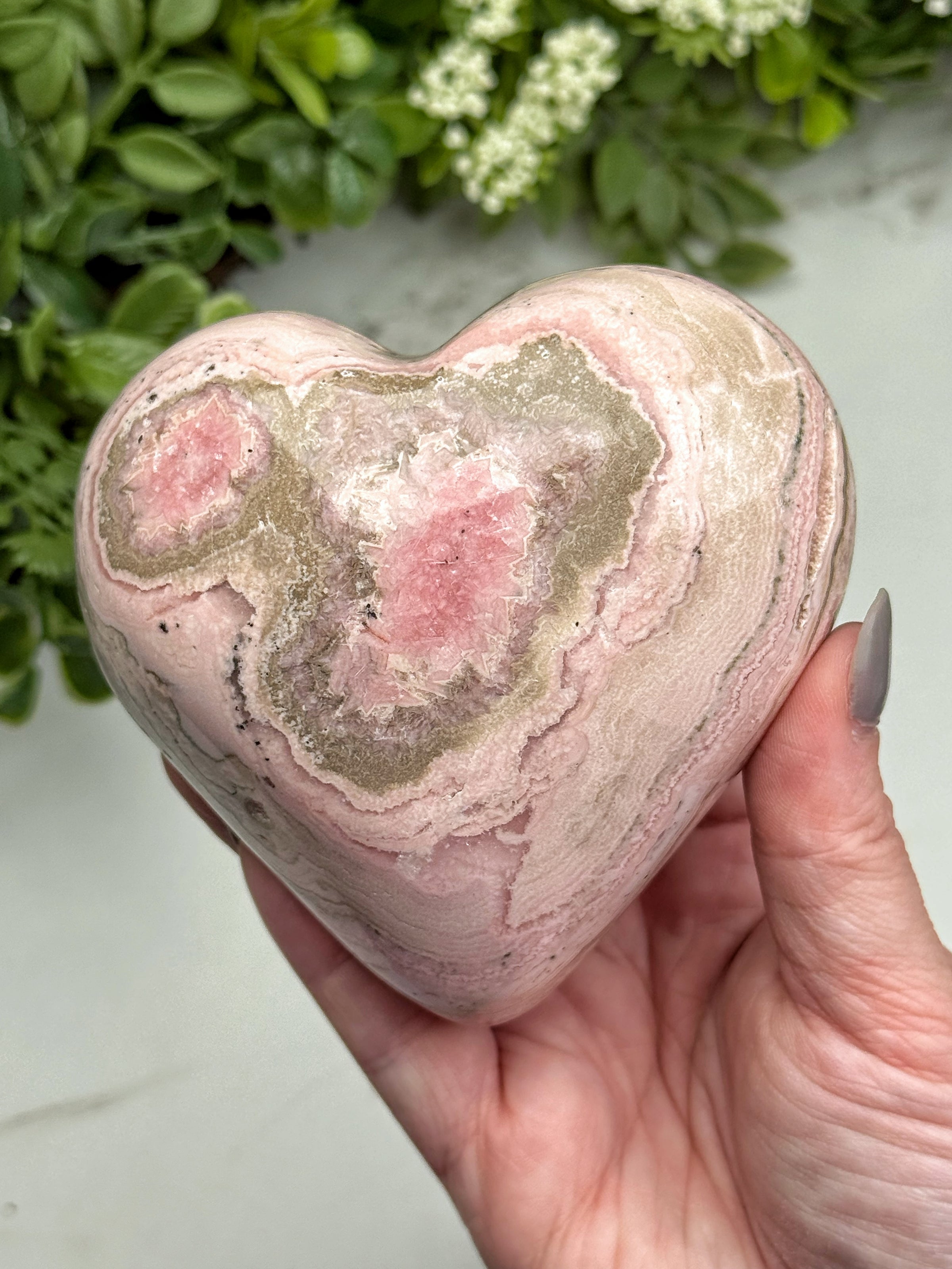 Druzy Rhodonite Heart - #2