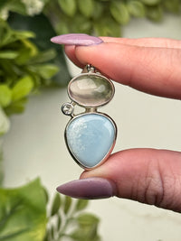 Blue Opal & Rose Quartz Pendant - #3