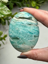 Blue Aragonite Palmstone - #3