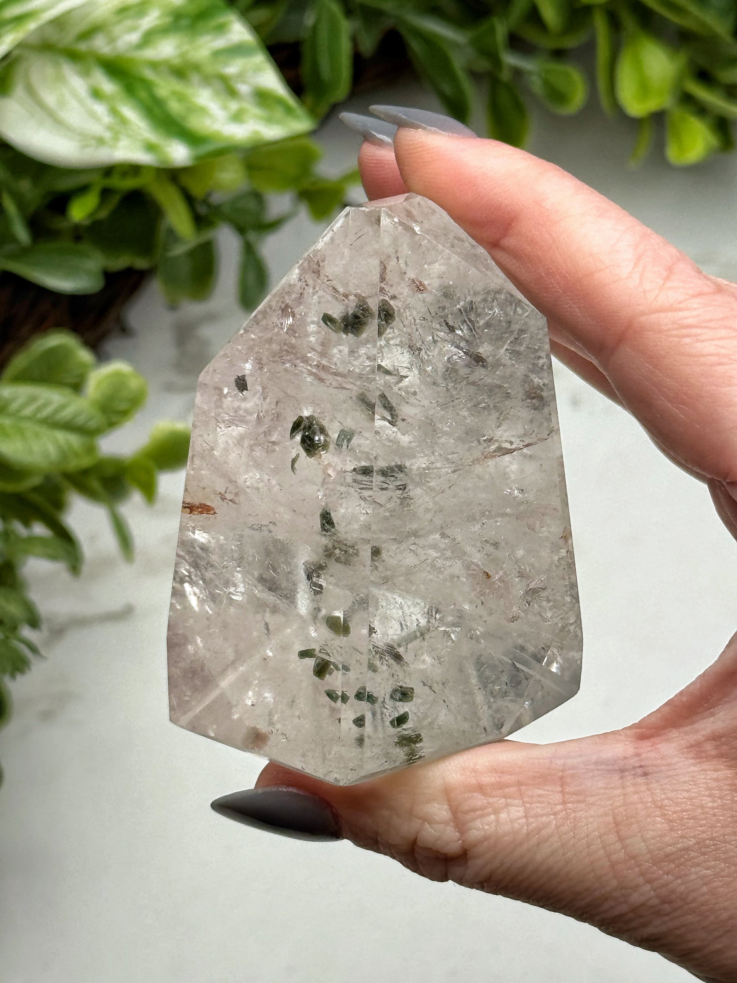 Green Mica in Quartz Freeform - #1