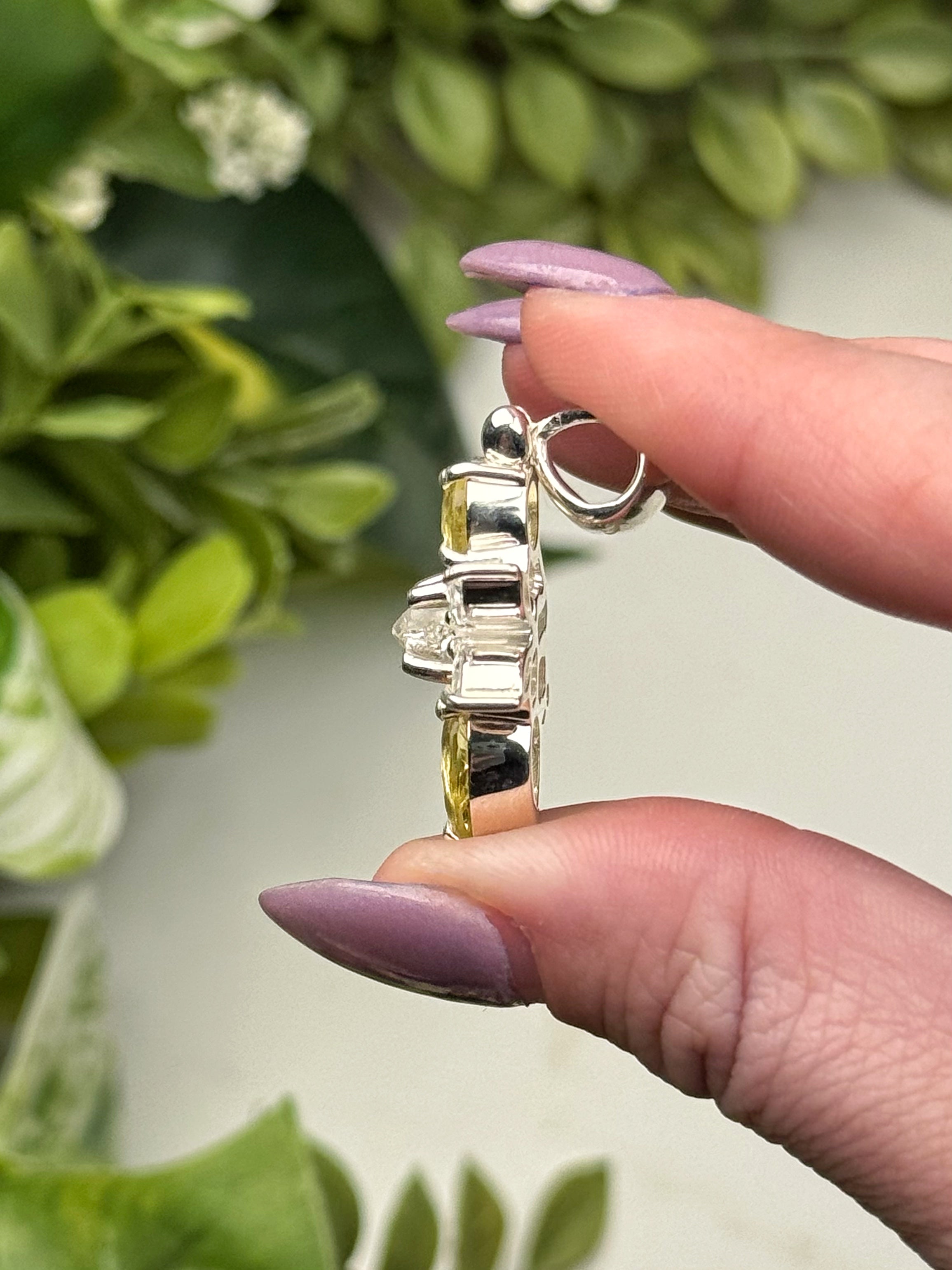 Heliodor with Herkimer Diamond & White Topaz Pendant - #1
