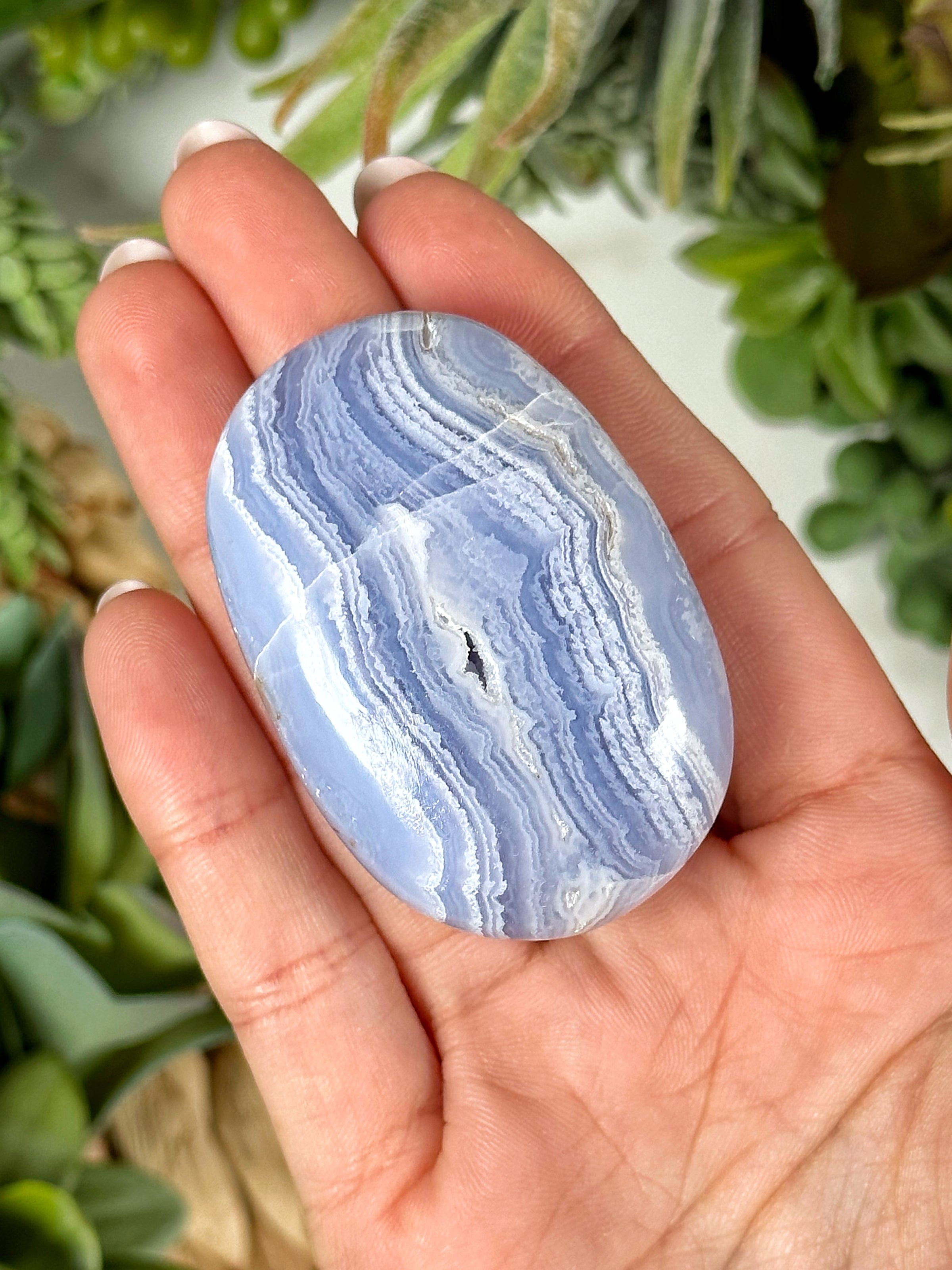 Blue Lace Agate Palmstone - #1