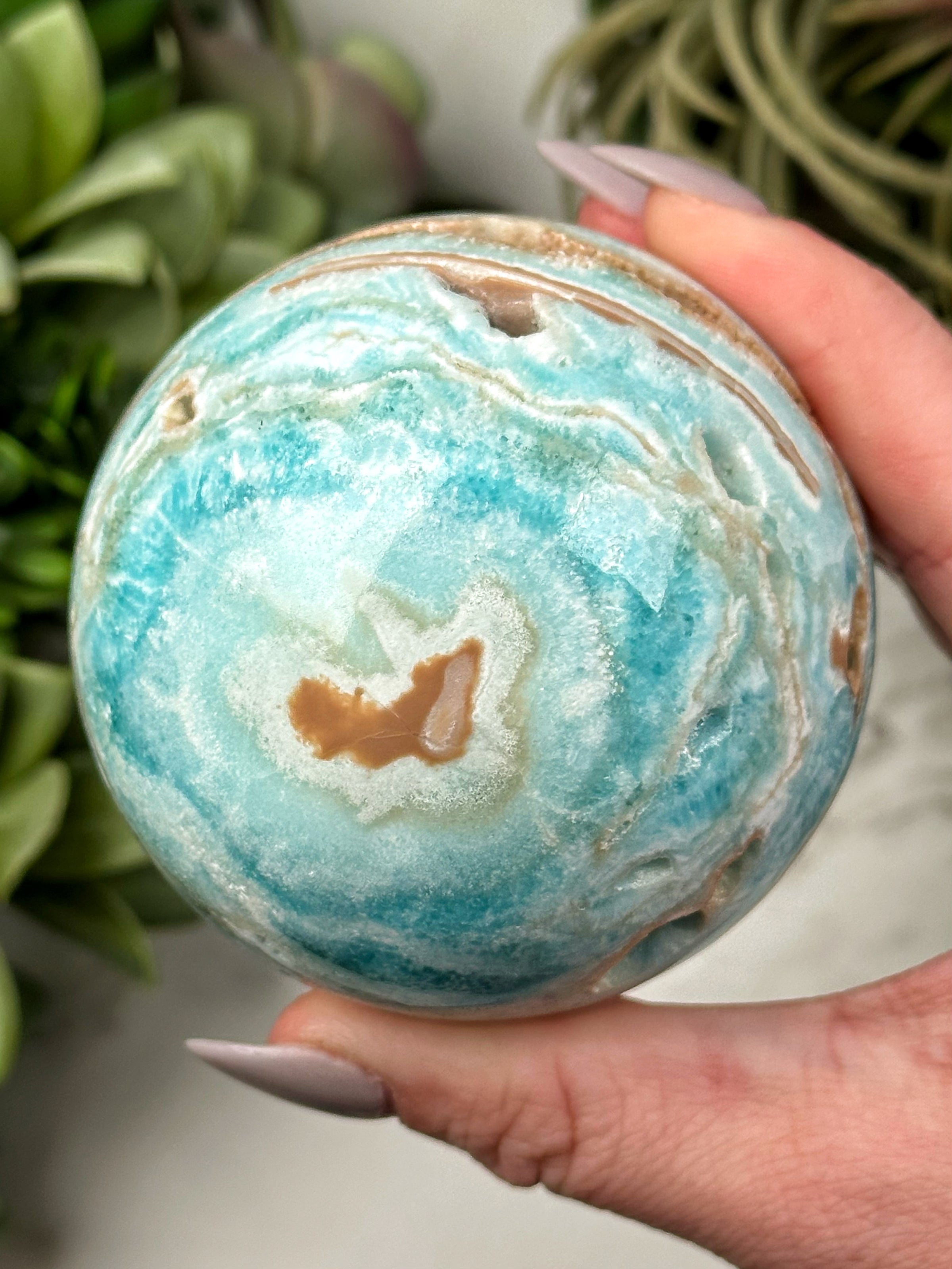 Blue Aragonite Sphere - #5