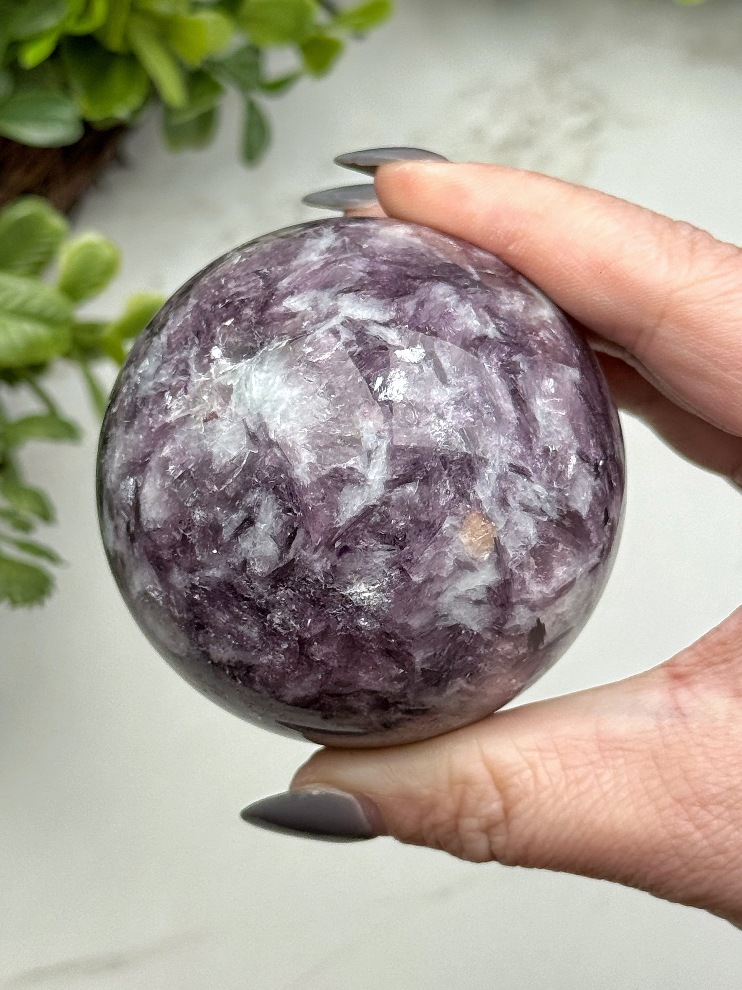 Gem Lepidolite Sphere - #16
