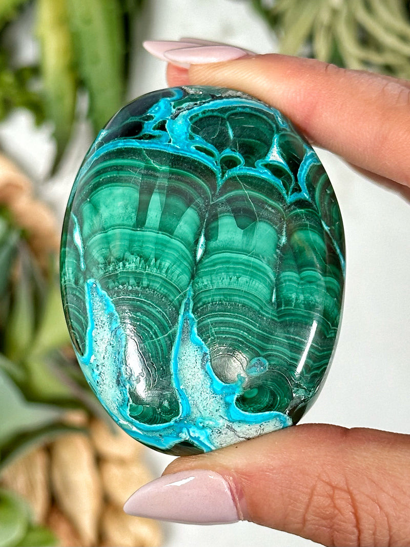 Chrysocolla Malachite Palmstone - #1