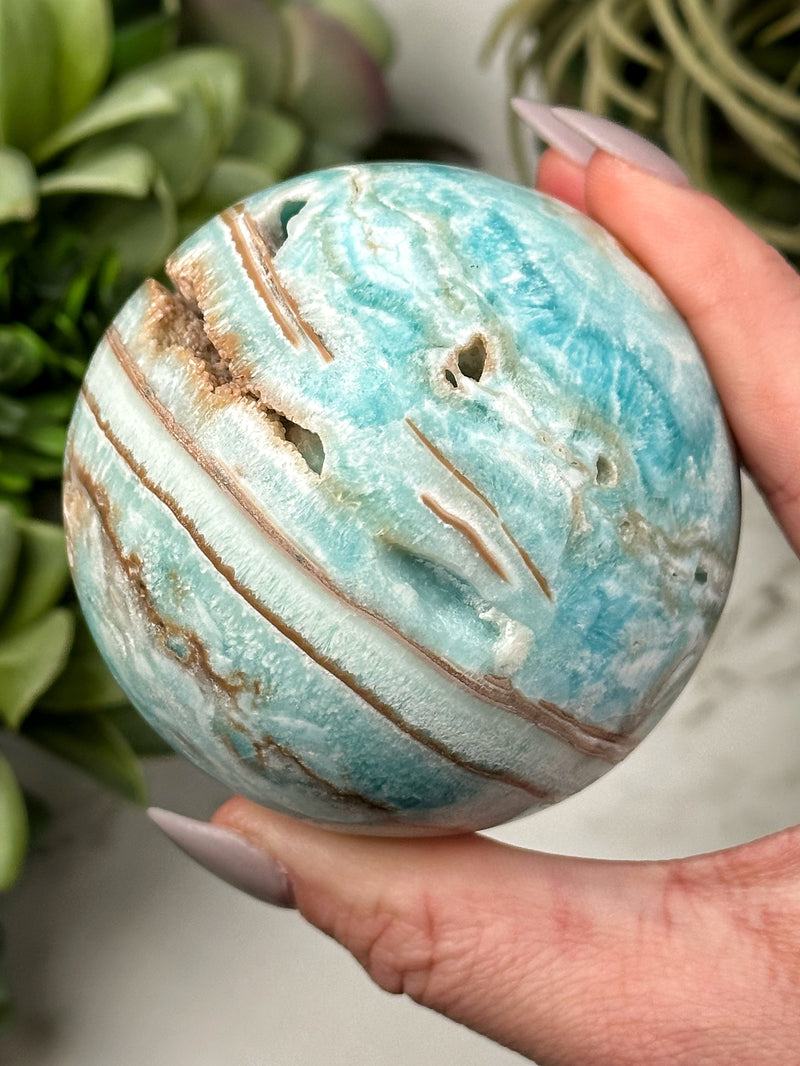 Blue Aragonite Sphere - #5