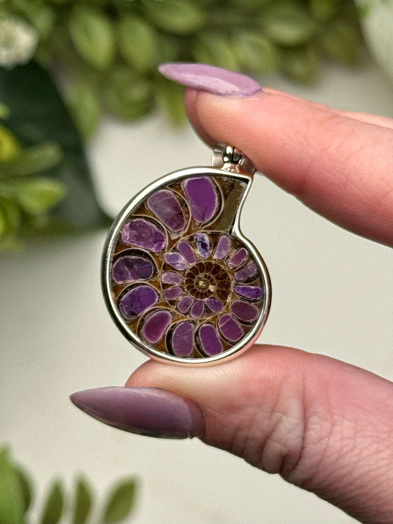 Sugilite Ammonite Inlay Pendant - #2