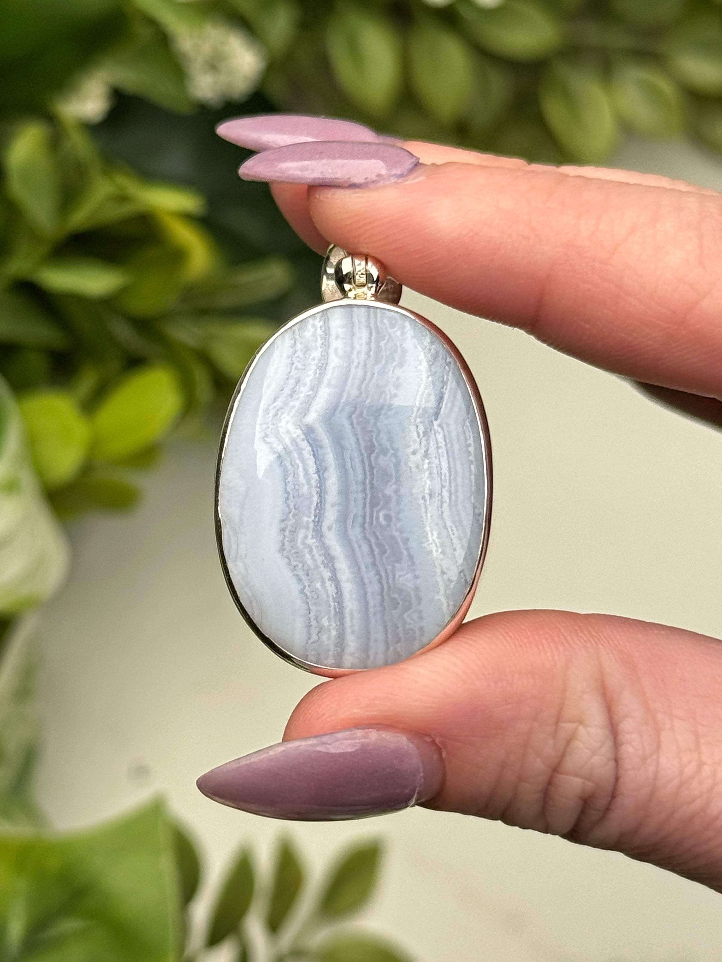 Blue Lace Agate Pendant - #1