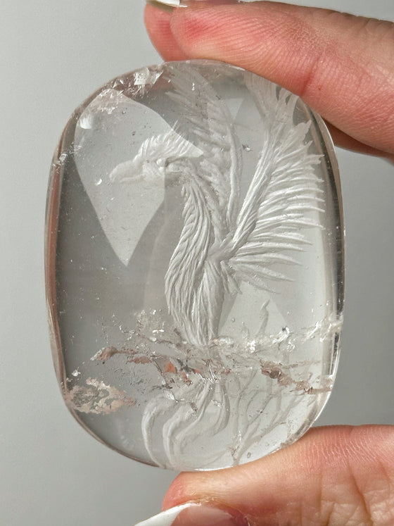 Lemurian Phoenix Carved Palmstone - #1