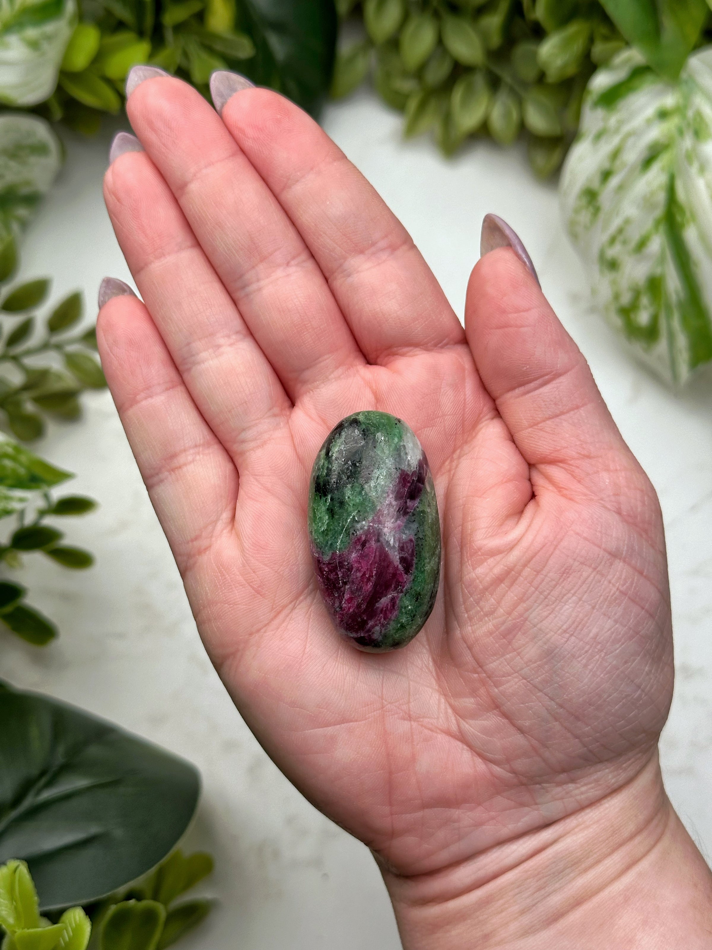 Ruby and Zoisite Palmstone - #13