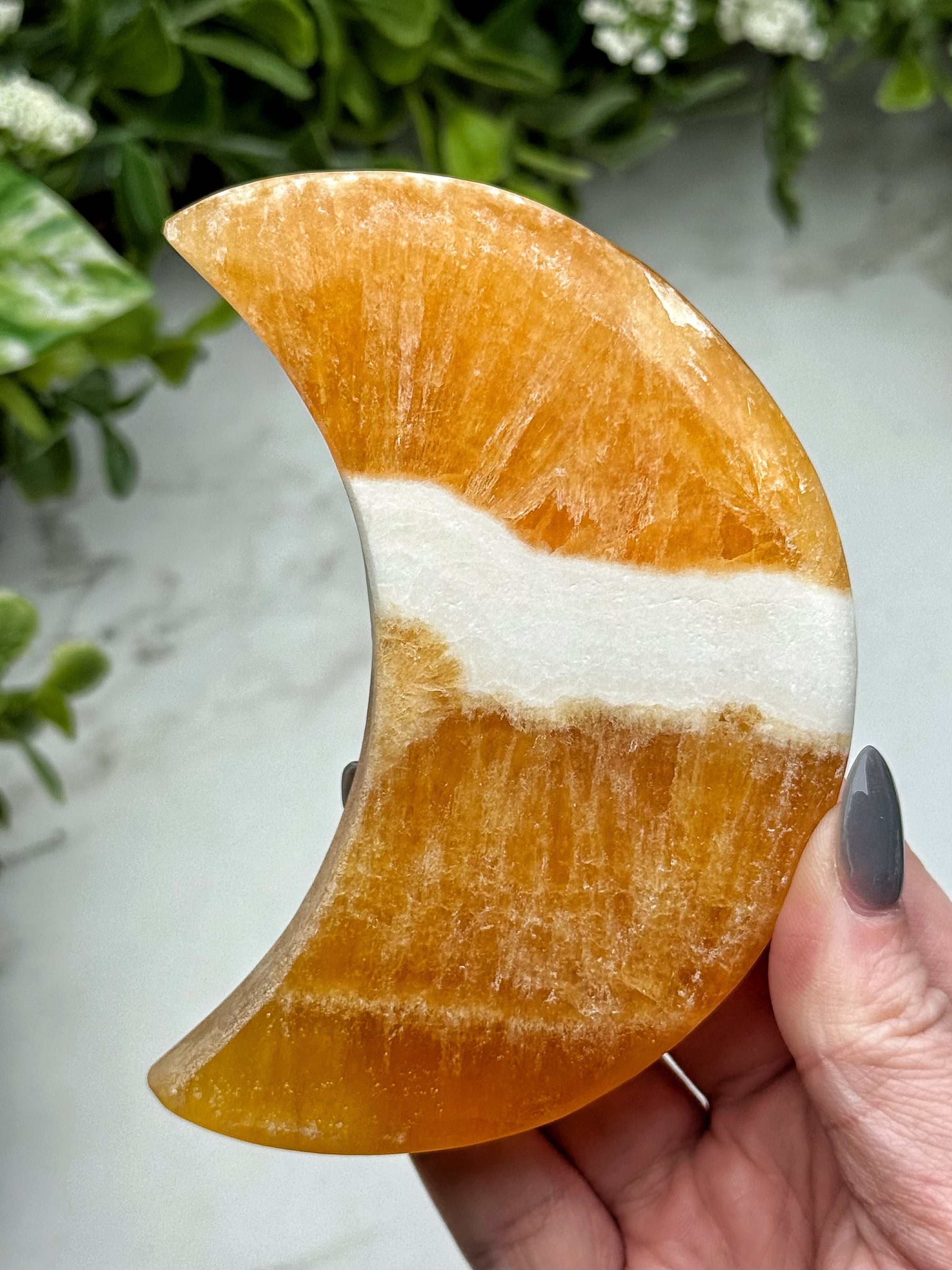 Orange Calcite Moon - #12