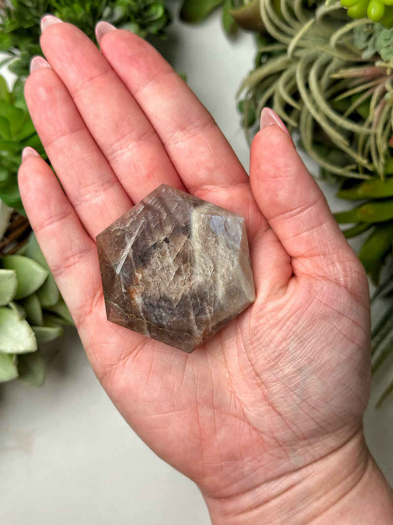 Moonstone with Sunstone Hexagon - #12