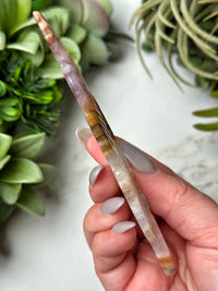 Crazy Lace Agate Amethyst Feather - #11