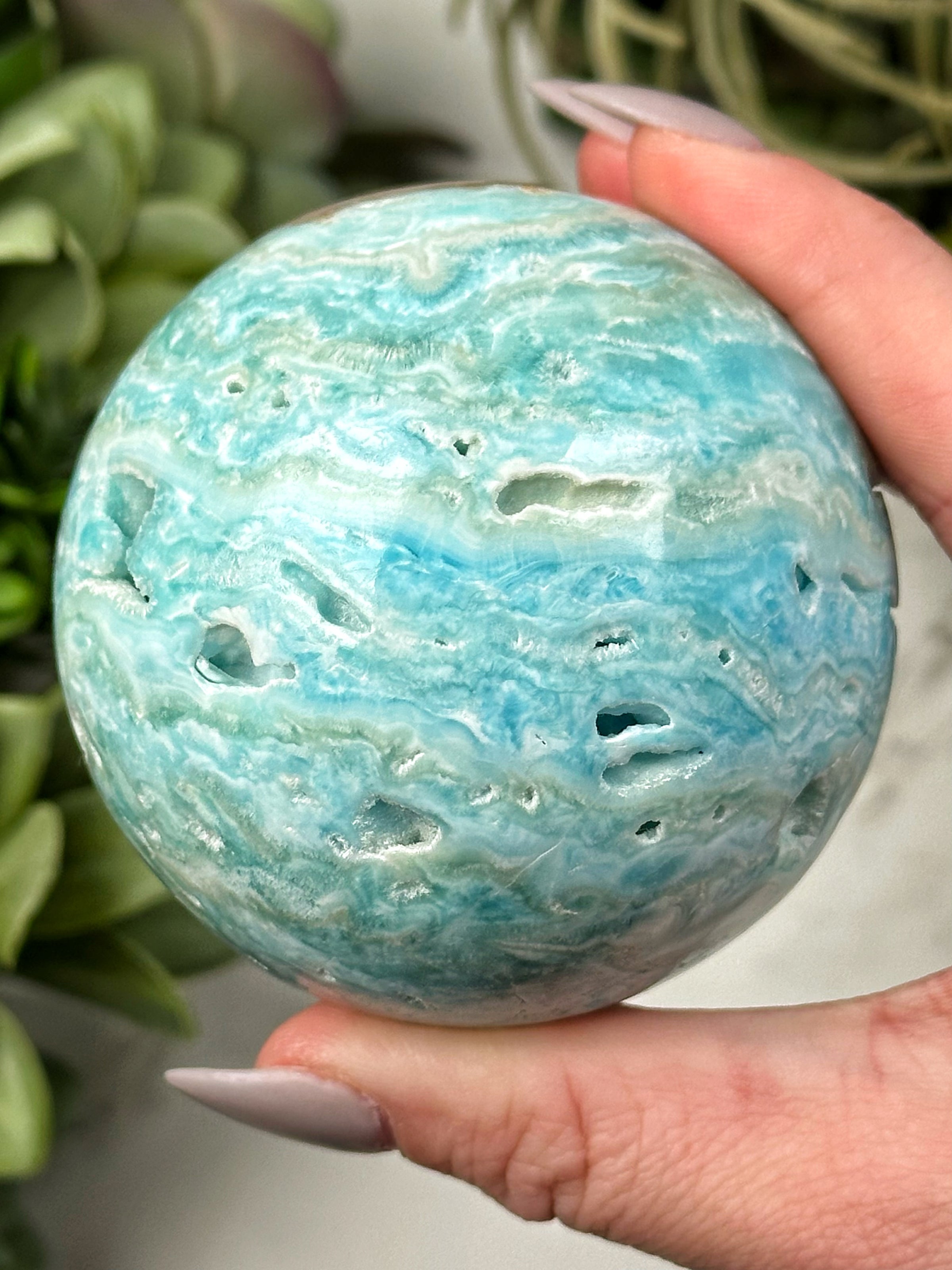 Blue Aragonite Sphere - #4