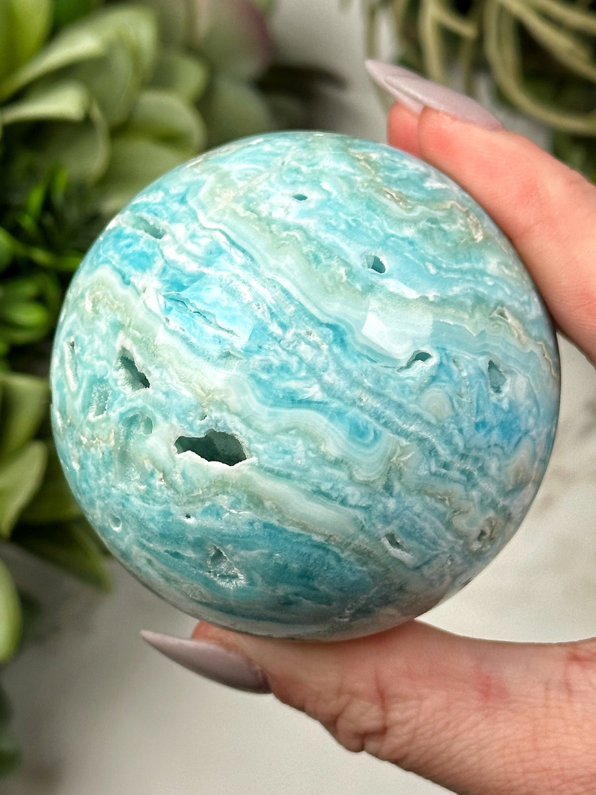 Blue Aragonite Sphere - #3