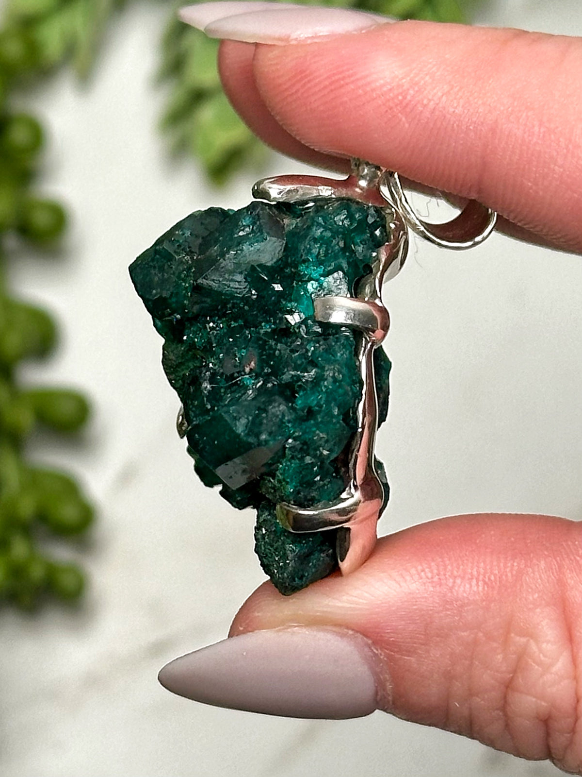 Raw Dioptase Pendant - #3