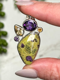 Atlantisite with Citrine and Amethyst Pendant - #1