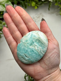 Blue Aragonite Palmstone - #2