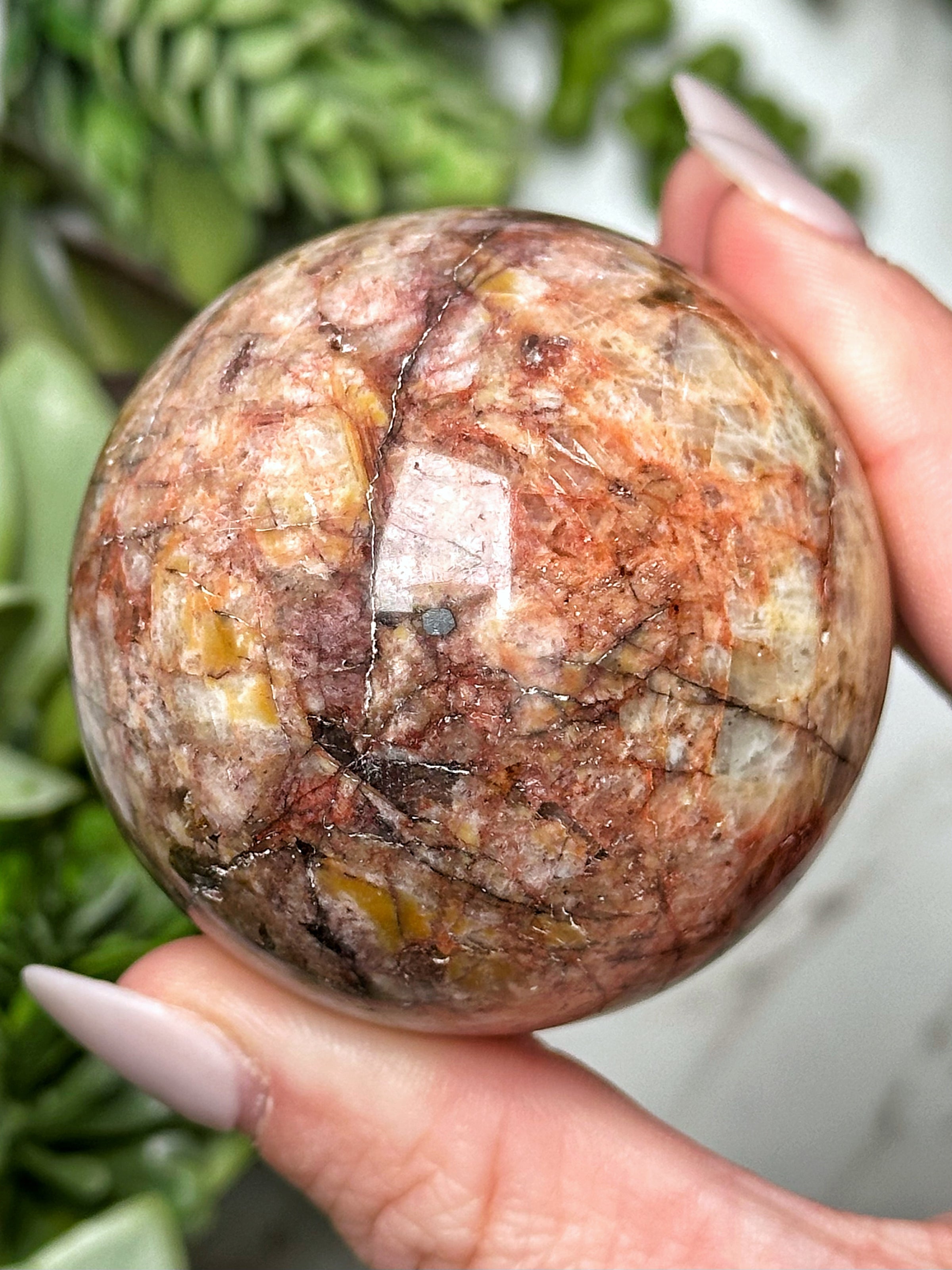 Red Moonstone Sphere - #11