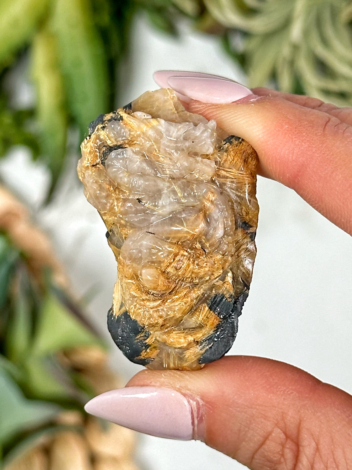 Golden Rutilated Quartz Dragon - #1