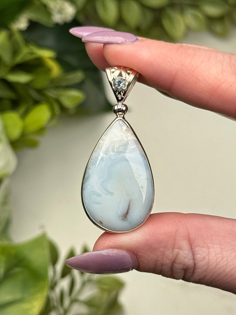 Blue Opal with Blue Topaz Pendant - #2