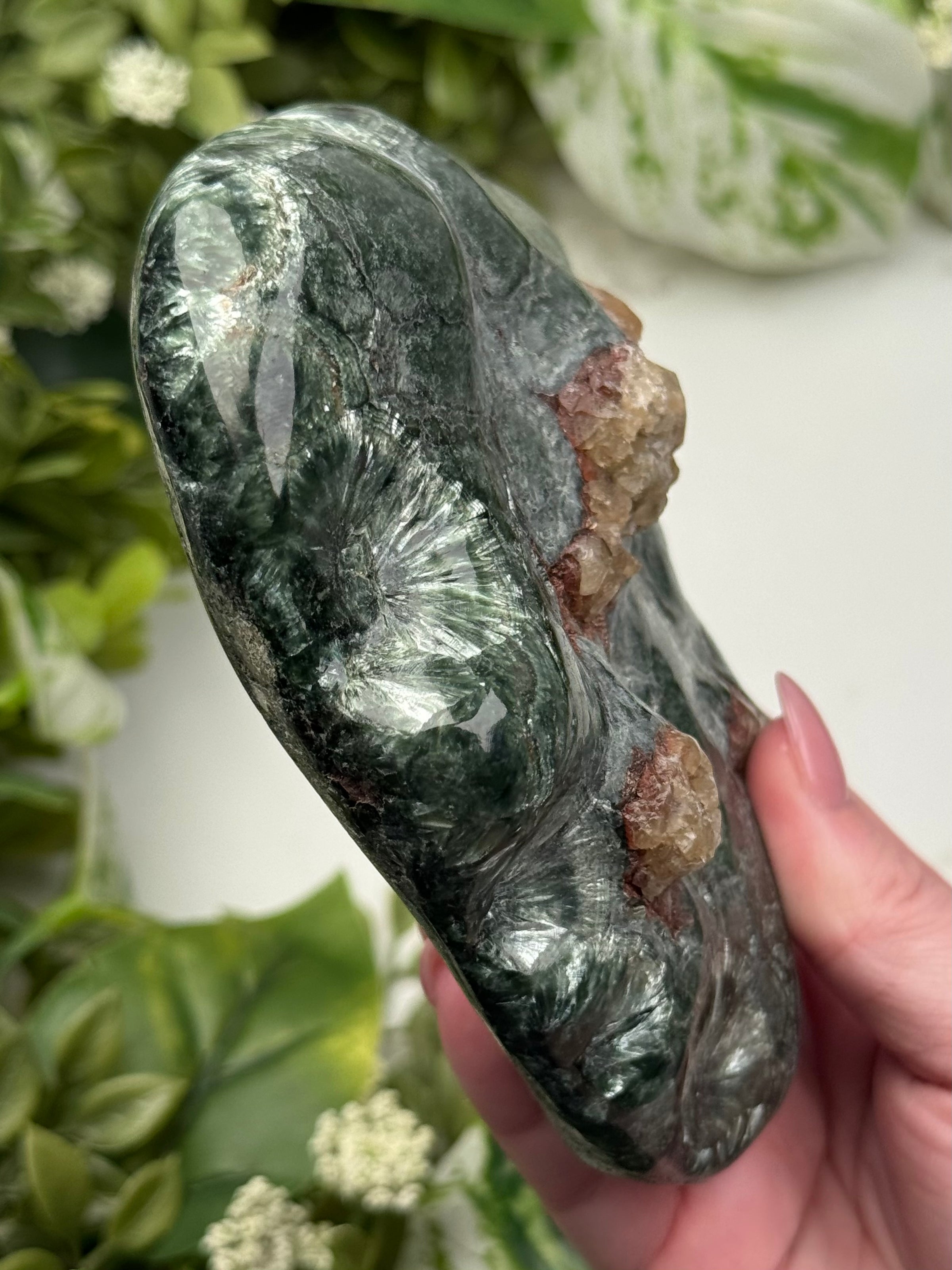 Seraphinite with Calcite Freeform - #8