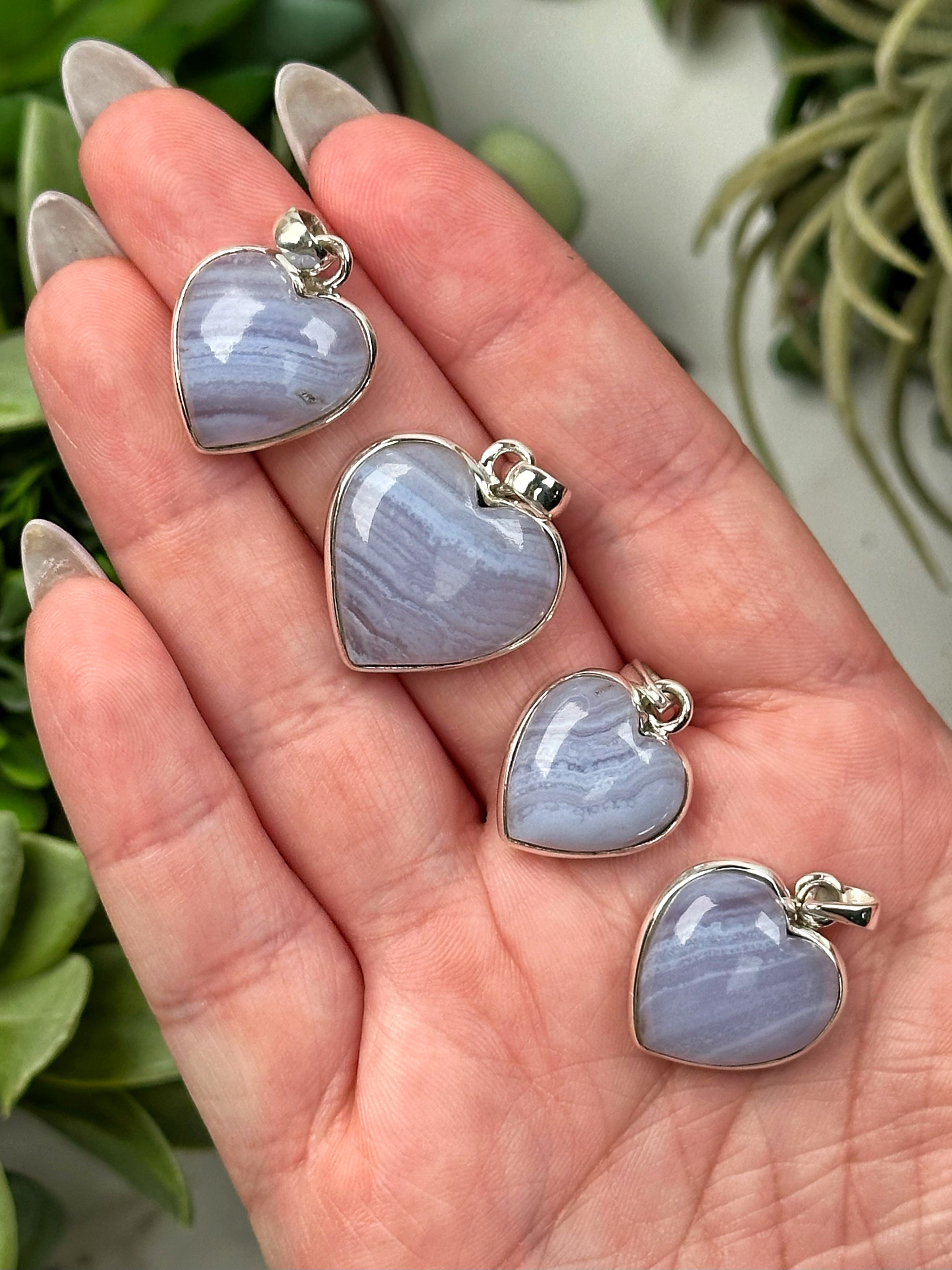 Blue Lace Agate Pendants - Throat Chakra - No. 56
