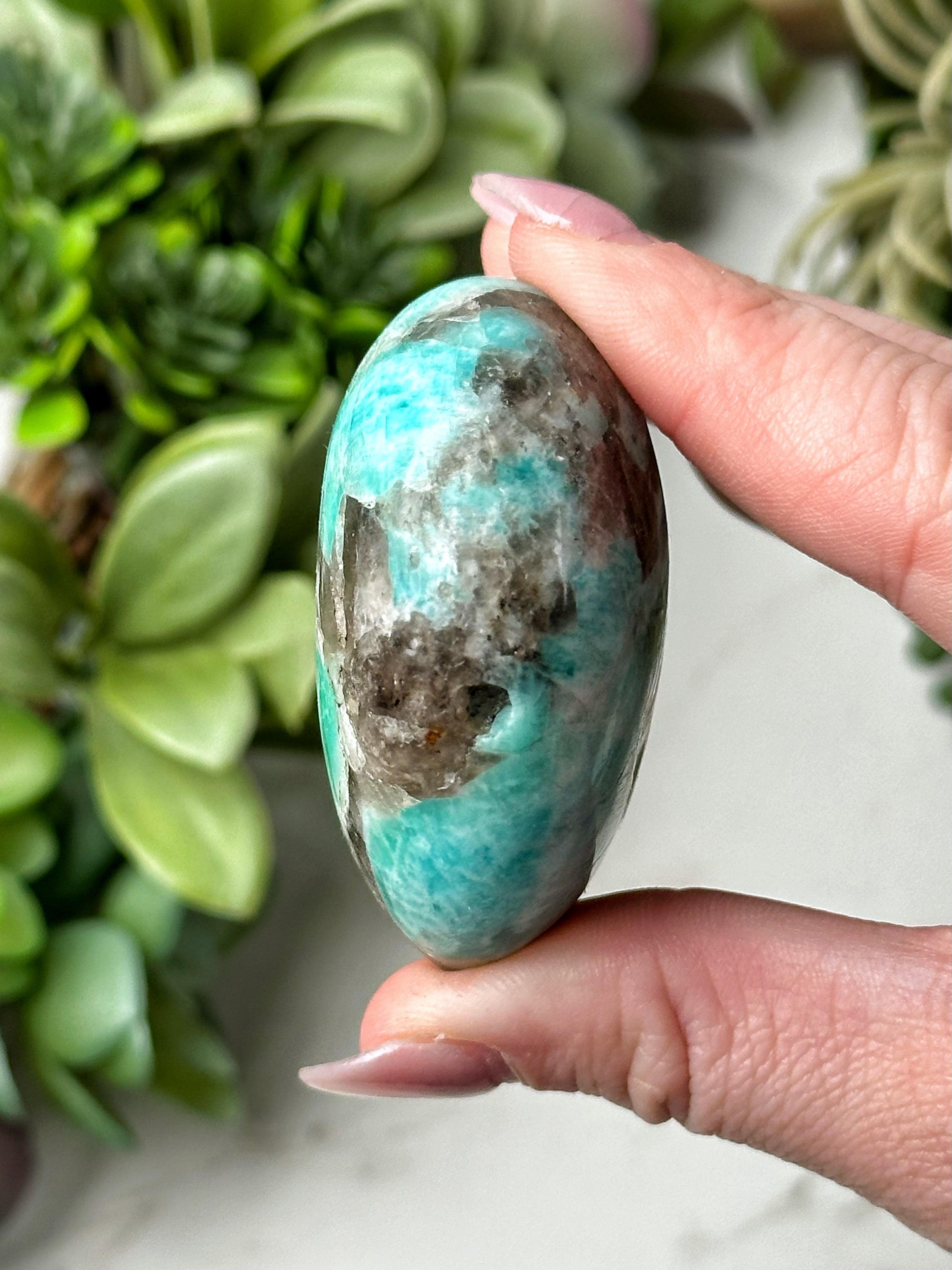 Smoky Amazonite Heart - #17