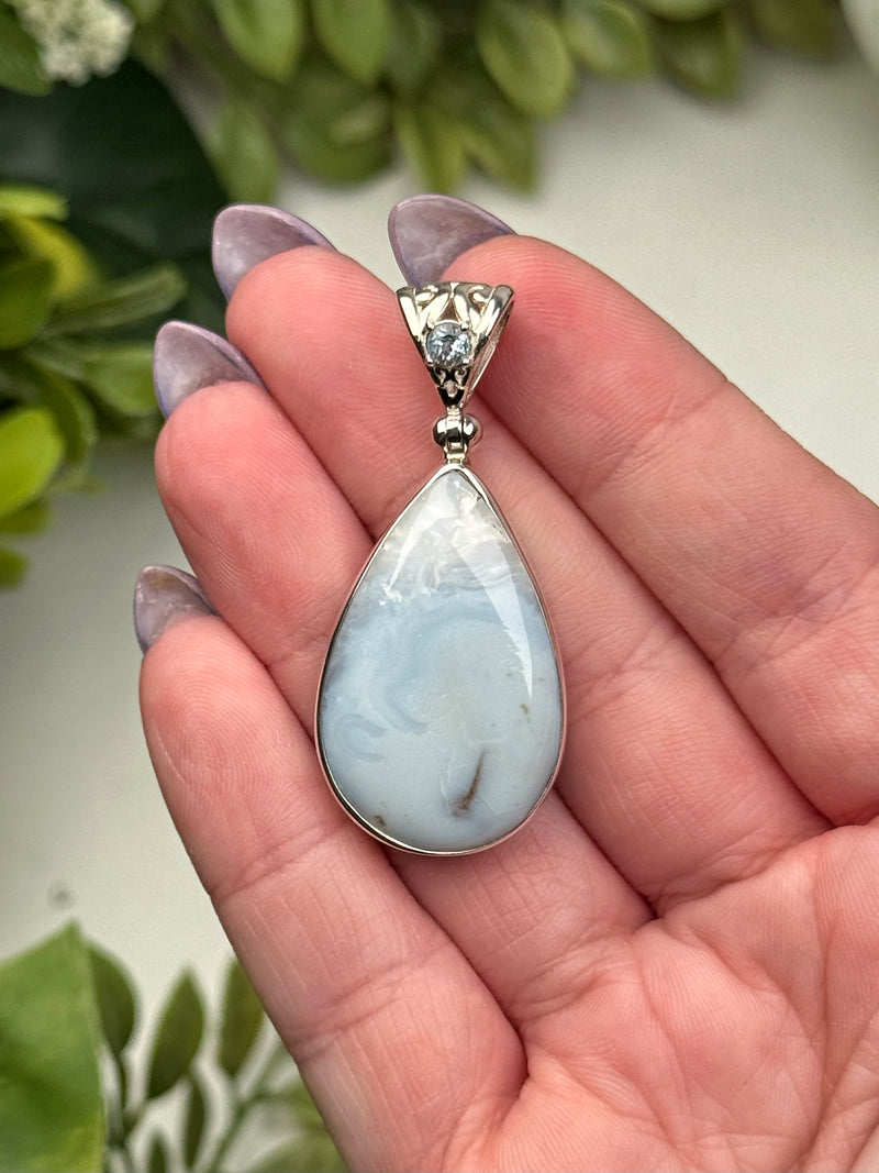 Blue Opal with Blue Topaz Pendant - #2