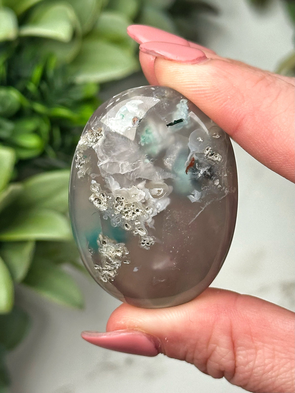 Chrysocolla, Chalcedony, and Copper Palmstone - #12