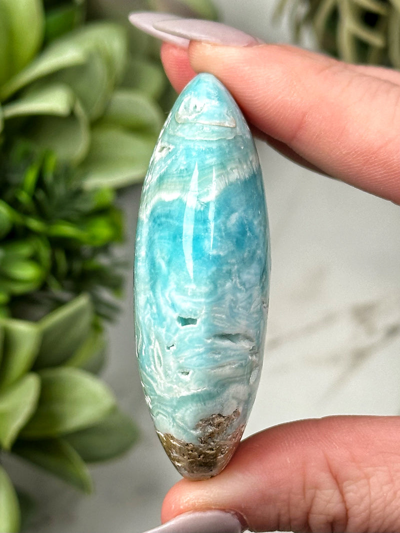 Blue Aragonite Palmstone - #9