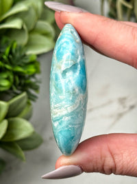 Blue Aragonite Palmstone - #11