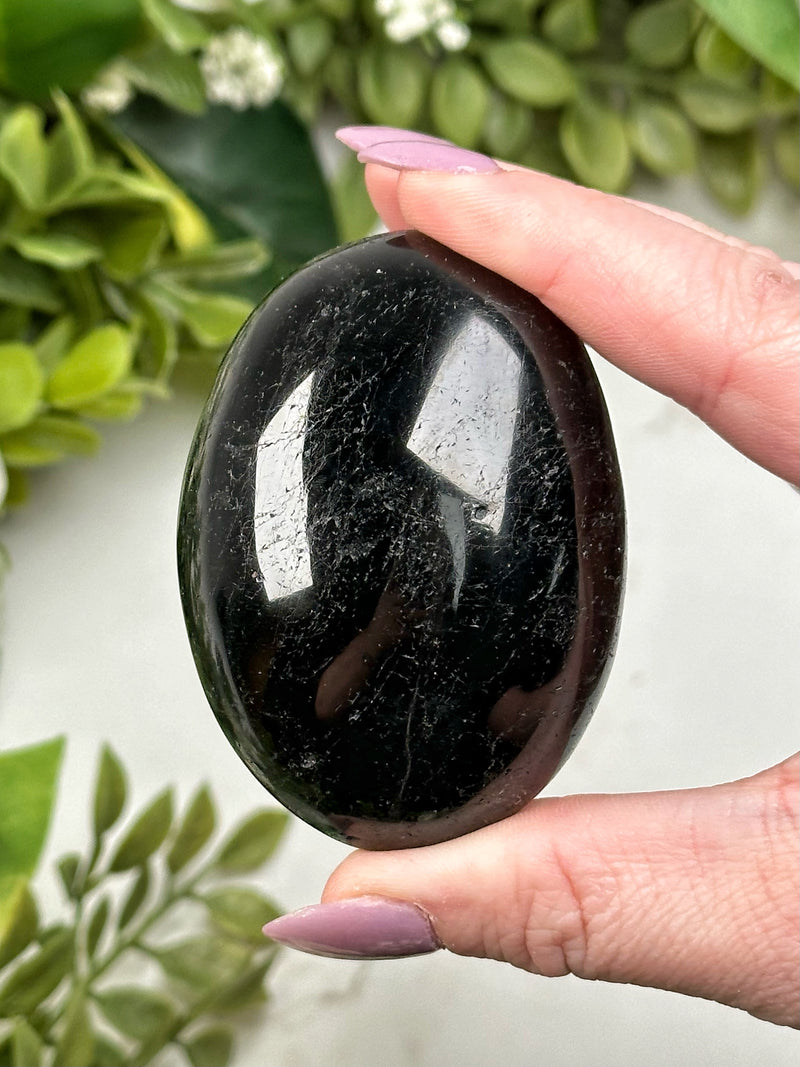 Black Tourmaline Palmstones - Root Chakra - No. 62