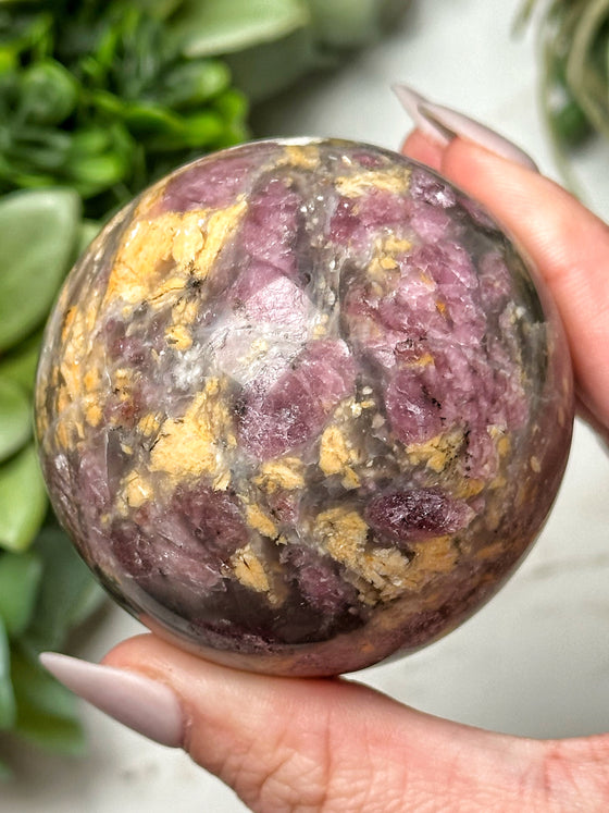 Pink Tourmaline with Quartz Sphere - #10