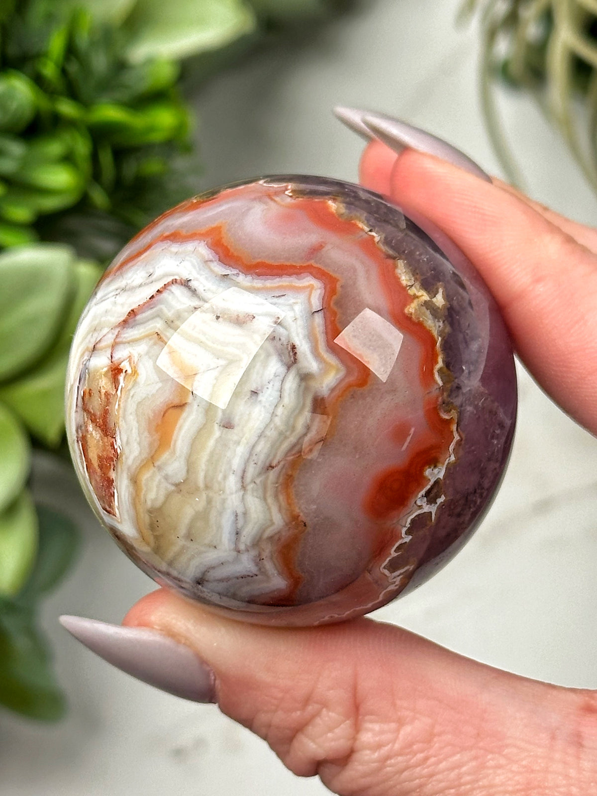Crazy Lace Agate Amethyst Sphere - #12