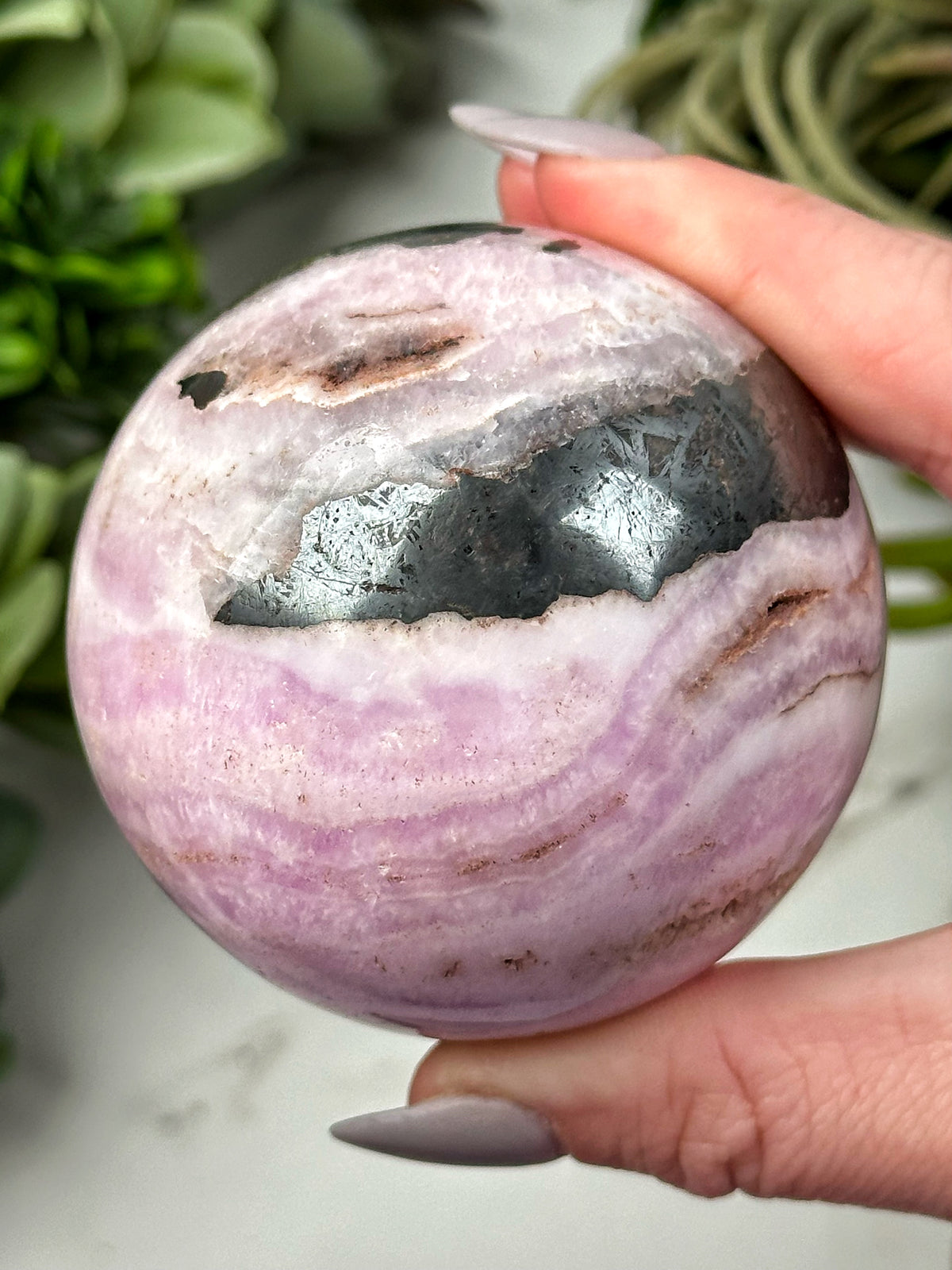 Pink Aragonite Sphere - #6