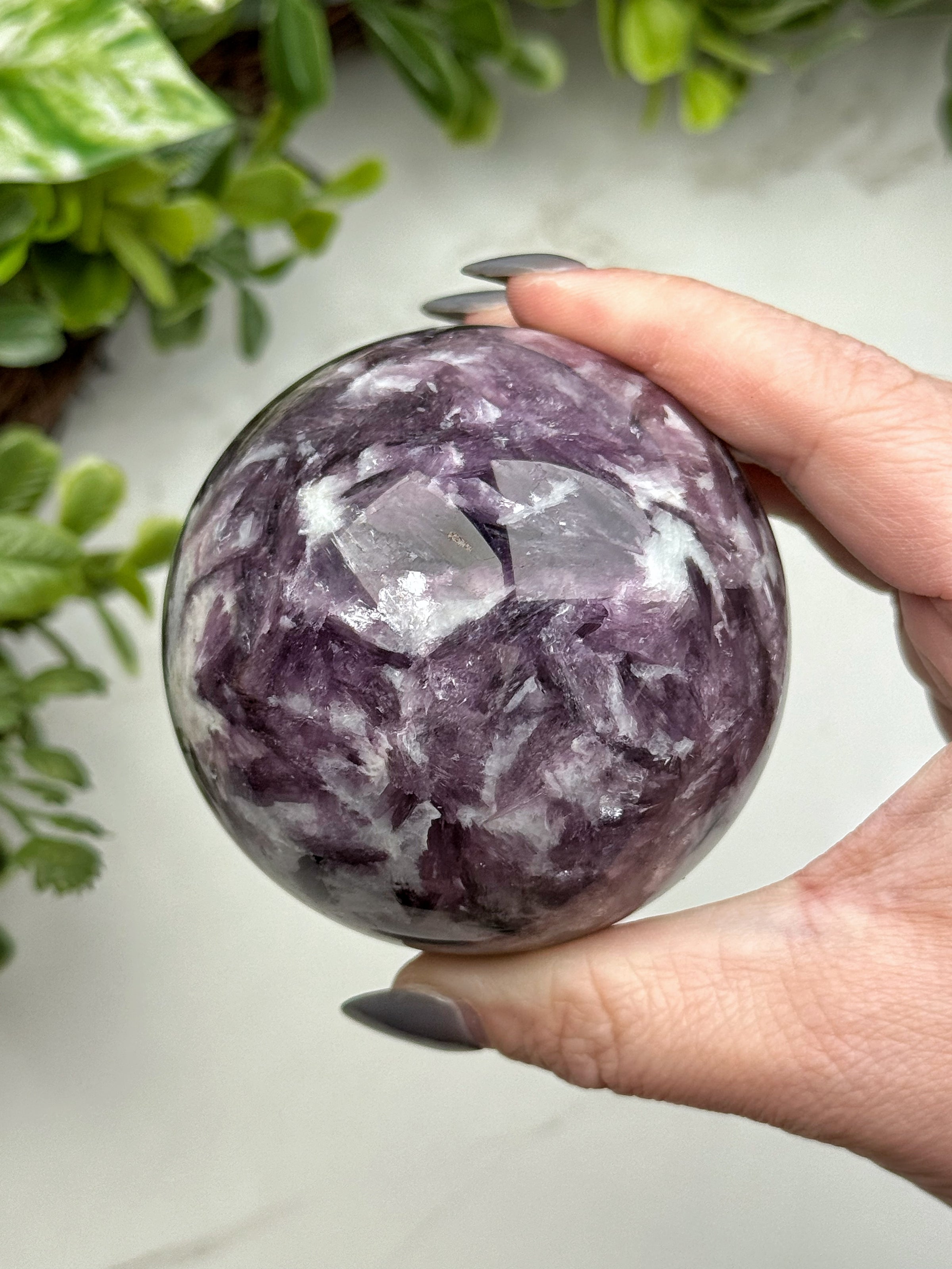 Gem Lepidolite Sphere - #15