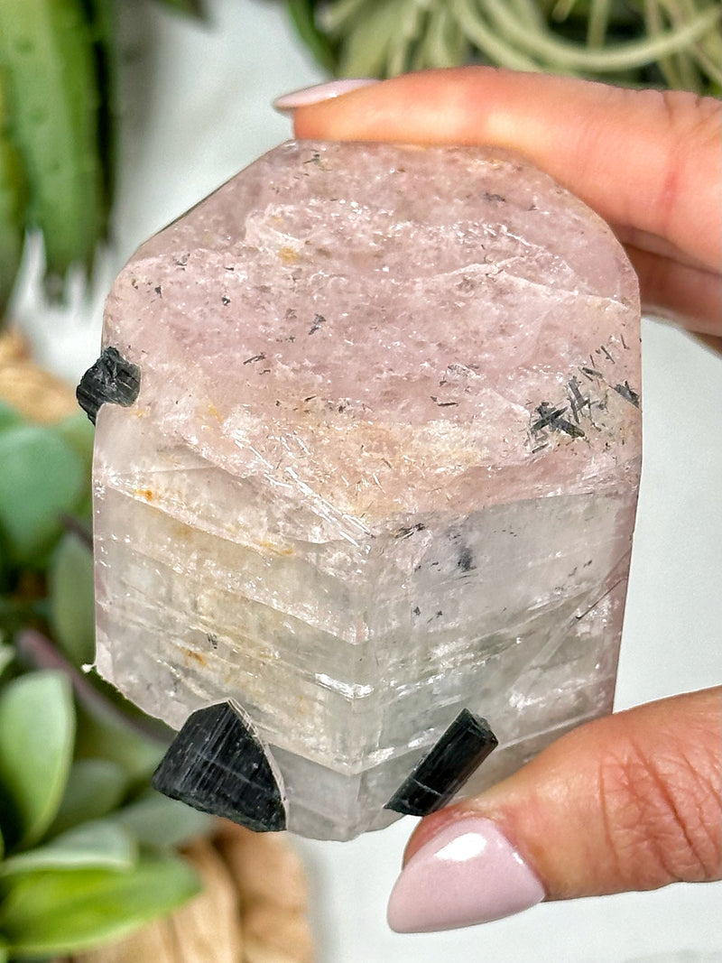 High Quality Morganite, Aquamarine and Black Tourmaline Specimen - #1